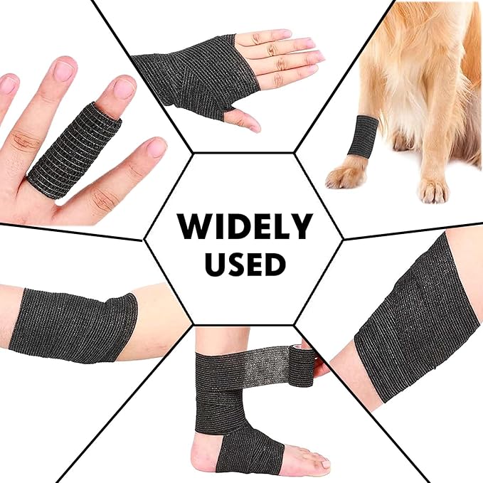 Self Adhesive Tape Wrap- 6 Rolls,Non-Woven Self Adherent Vet Wrap Tape,2in x 5Yard | Cohesive Bandage Tape for Wrist & Ankle,Elastic Grip Cover (6Colors-6ROLLS)