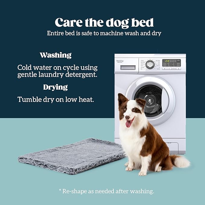 Stoutwool Indestructible Dog Bed - Fluffy Chew Proof Dog Crate Pad - Tough Kennel Pad for Aggressive Chewers - Washable, Ideal for Large Breeds & Fits 42-Inch Crate - 41"x27", Charcoal