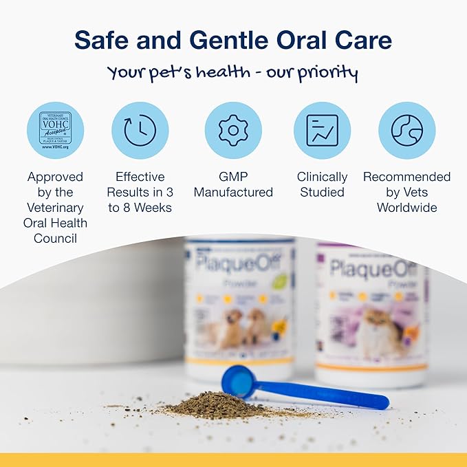 ProDen PlaqueOff Powder for Pets - Cat & Dog Breath Freshener - Plaque & Tartar Remover for Pet Oral Care - 420g