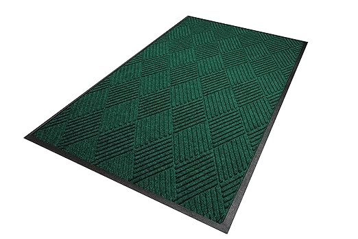 WaterHog Diamond | Commercial-Grade Entrance Mat with Rubber Border – Indoor/Outdoor, Quick Drying, Stain Resistant Door Mat (Evergreen, 3' x 10')