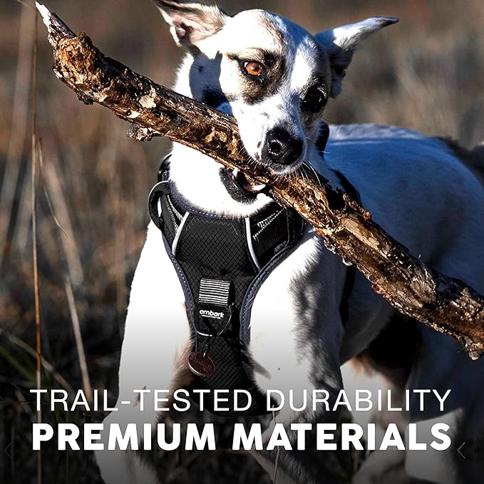 Embark Adventure Dog Harness, Reflective Trim No Pull Dog Harness for Large Dogs - Military Grade Nylon, Front Clip with Gel Lined Handle. Soft & Padded Puppy for Any Breed