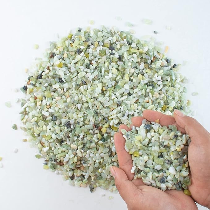 3lb Jade Bean Pebbles,1/4 Inch Cactus Bonsai DIY Rocks, Natural Succulent Rock and River Rocks Decorative for Aquariums, Vases, Terrarium, Outdoor Gardening, Top Dressing for Potted Plants