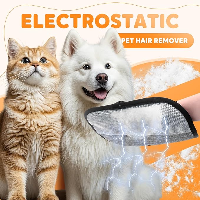 Pet Hair Removal Glove for Cats & Dogs, Reusable Pet Hair Remover Electrostatic Gloves for Couch, Furniture, Carpet