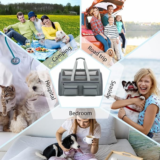 Cat Carrier Bag,Soft Sided Ventilated Pet Carrier for Small Dog Airline Approved Travel Puppy Carrier with Breathable Mesh, Foldable Portable for Outdoor Car