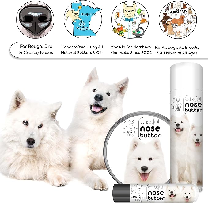The Blissful Dog Samoyed Unscented Nose Butter - Dog Nose Butter, 0.15 Ounce