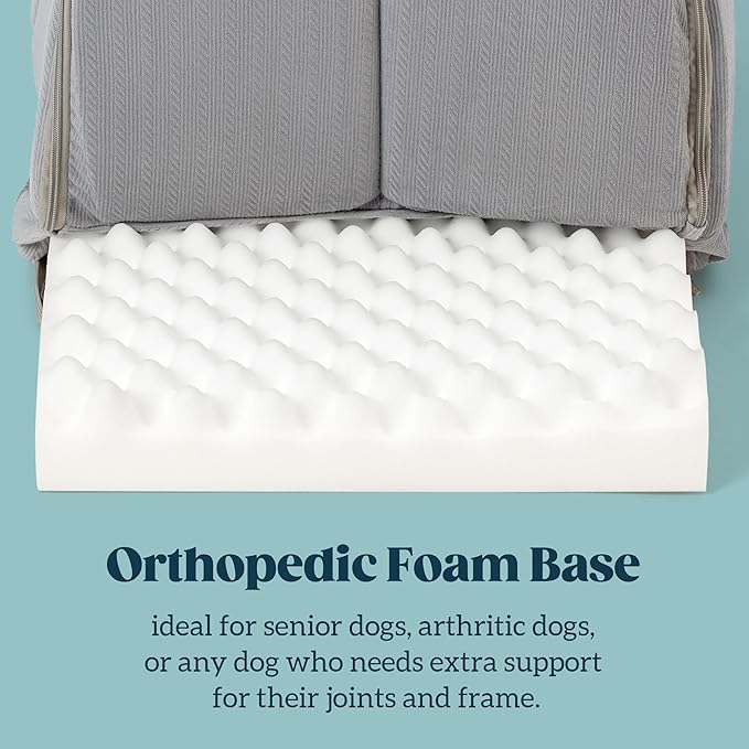 Orthopedic Dog Bed House - Dog House Indoor with Egg-Crate Foam - Tent Bed with Waterproof Lining & Nonskid Bottom, Ideal for Extra Large Breeds & Fits 42-Inch Crate - 41"x27", Charcoal