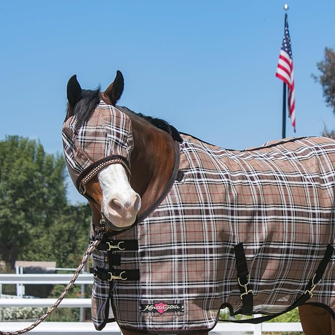 Kensington UV Horse Fly Mask with Web Trim - Protective Mask with Dual Ear Opening & Forelock Freedom