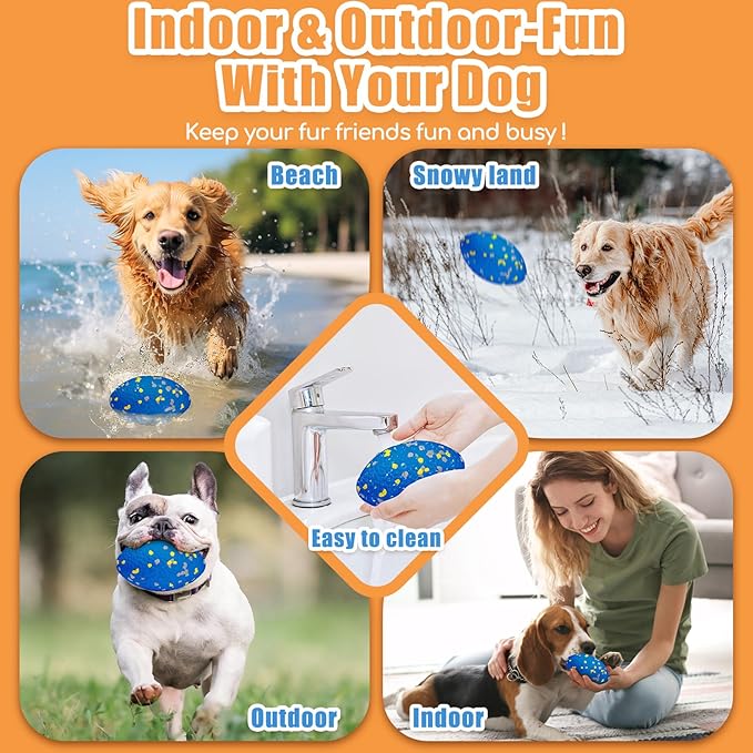 4.72" Indestructible Large Rugby Balls for Aggressive Chewers Durable Olive Bouncy Interactive Football Toy for Dogs Fetch Game Lightweight Floating Outdoor Training, Blue