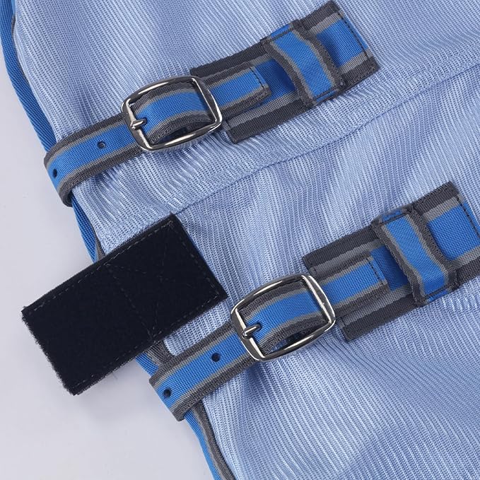 Horse Fly Sheet, Standard Neck Comfy Mesh Fly Sheet for Horses, Equine Summer Sheets UV-Protective Lightblue 69