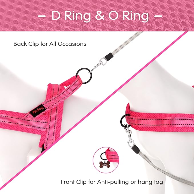 Didog No Pull Dog Harness with Soft Mesh Padded,Reflective & Quick Fit Light Weight Dog Strap Vest Harness,Easy for Walking Training (S:Chest 18-22", Pink)