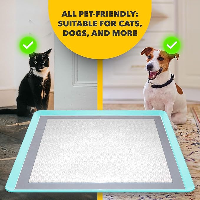 TidyFriend 2 Pack Dog Pee Pad Holder Tray Fits for 24” x 24” Wee Wee Pee Pads - Stable Grip, Raised Edges, Quick-Wipe Silicone Surface Dog Potty Tray Holder for Indoor Flooring Protection (Sky Blue)