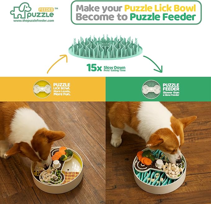 Insert, Dog Bowl Slow Feeder Accessories, Transform Your Lick Bowl to Slow Feeder Insert Dog Bowl, 6 Cups 9.8 Inch Green