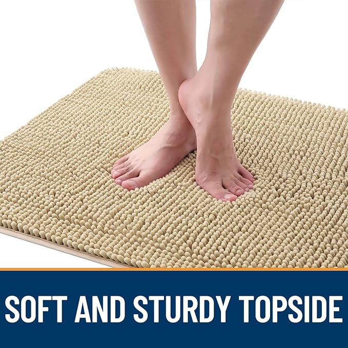 OLANLY Dog Door Mat Set 4-Piece 24x16, Absorbs Moisture and Dirt, Absorbent Non-Slip Washable Doormat, Quick Dry Chenille Mud Mat for Dogs, Entry Indoor Entryway Carpet for Inside Floor, Beige