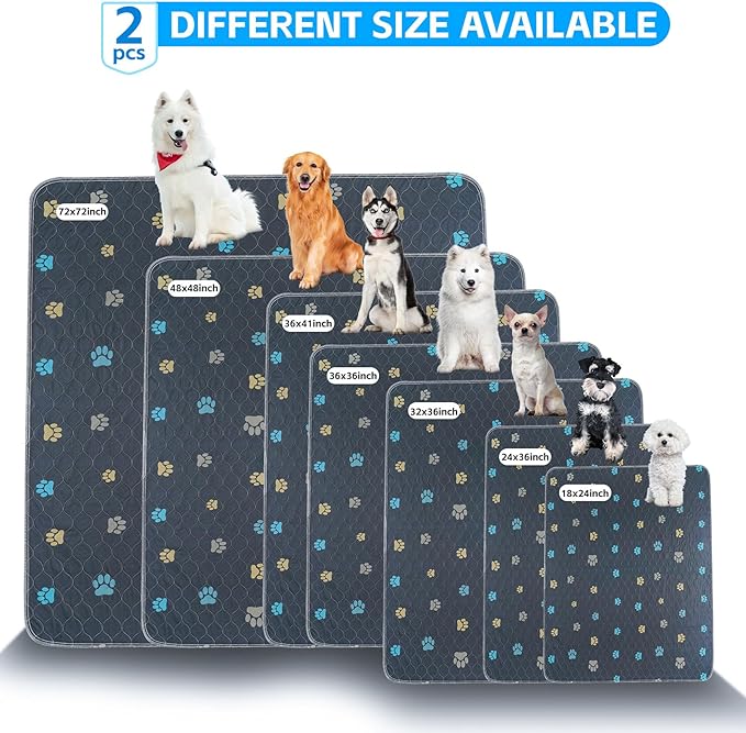 Aitmexcn Washable Puppy Dog Pee Pad, 100% Waterproof Whelping Training Mat for Puppy/Senior Dog, Fast Drying Reusable Puppy Pads for Indoor, Outdoor and Car Travel- 72'' x 72''- 1PC