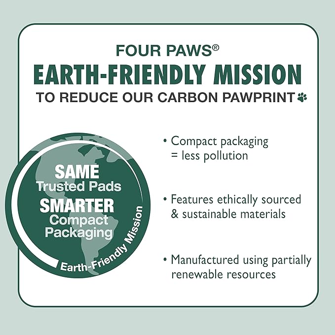 Four Paws Wee-Wee Superior Performance Bamboo Pee Pads for Dogs, Earth Friendly Dog & Puppy Potty Training Pads, Crate Liners, Housebreaking Supplies, 22" x 23" (32 Count)