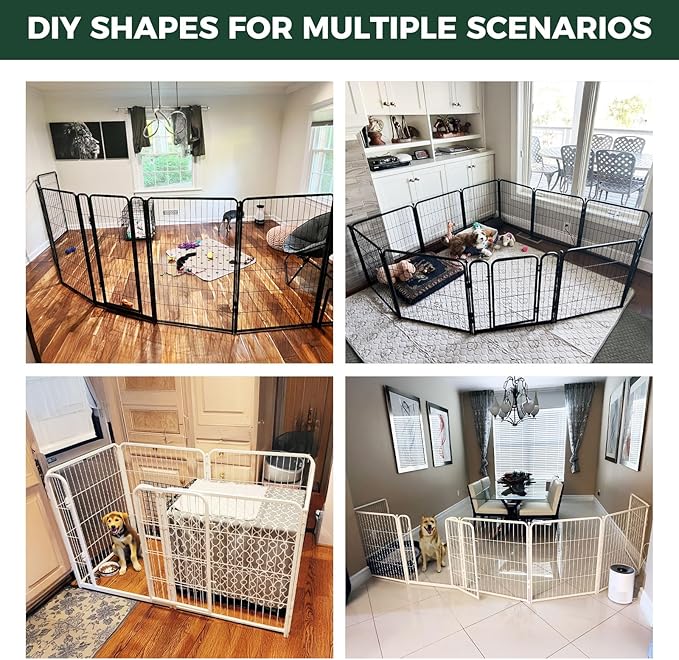 FXW Homeplus Unleashed Indoor Dog Playpen - Stress-Free and Safe Play, Heavy Duty 24 Inch 16 Wire Panels Dog Pen for Puppy and Small Dogs, White│Patented