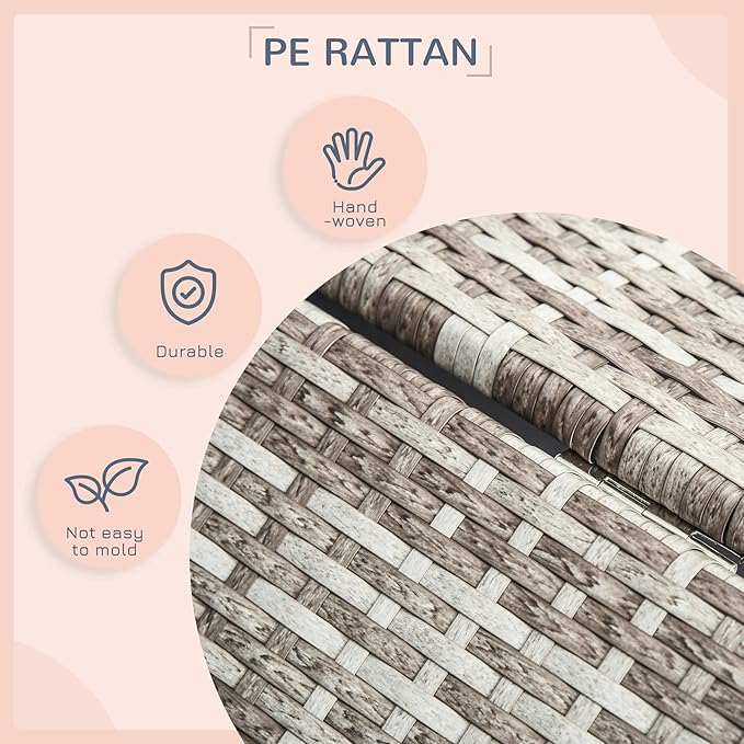 PawHut Wicker Dog House Outdoor with Canopy, Rattan Dog Bed with Water-Resistant Cushion, Raised Dog Bed for Small, Medium Dogs up to 66 lbs, 19.75" in Length, Gradient Gray Wicker & Cushion