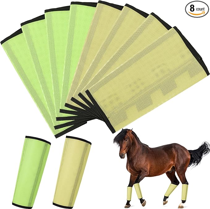8 Pcs Mesh Fly Boots for Horse Breathable Mesh Horse Boots Protective Horse Leg Wraps Horse Leggings for Preventing Flies and Mosquitoes Bites (Light Pink, Dark Pink)