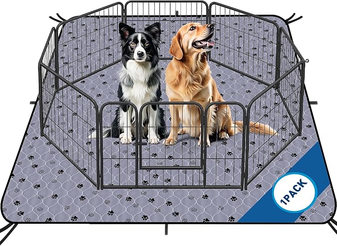 Fostanfly Washable Pee Pads for Dogs, 72"x72"-1 Pack Extra Large Reusable Potty Pads for Floor, Non-Slip Waterproof Pet Playpen Mat for Puppy/Senior Dog Whelping Incontinence