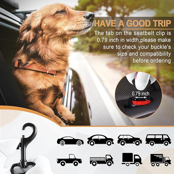 LivTee Dog Seat Belt for Car, Retractable Pet Safety Harness, Adjustable Nylon Dog Seatbelt Leash, Comfortable Dog Accessories for Vehicles (Light Pink-2PCS)