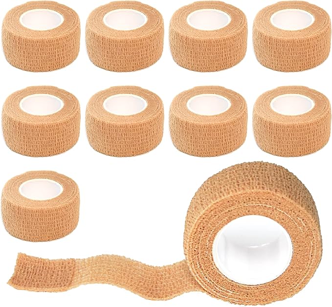 9 Pack 1" x 5 Yards Self Adhesive Bandage Wrap Self Stick Wrap for Ankle, Wrist, Finger, Sports, Breathable Cohesive Vet Tape for Pets (Skin Color)