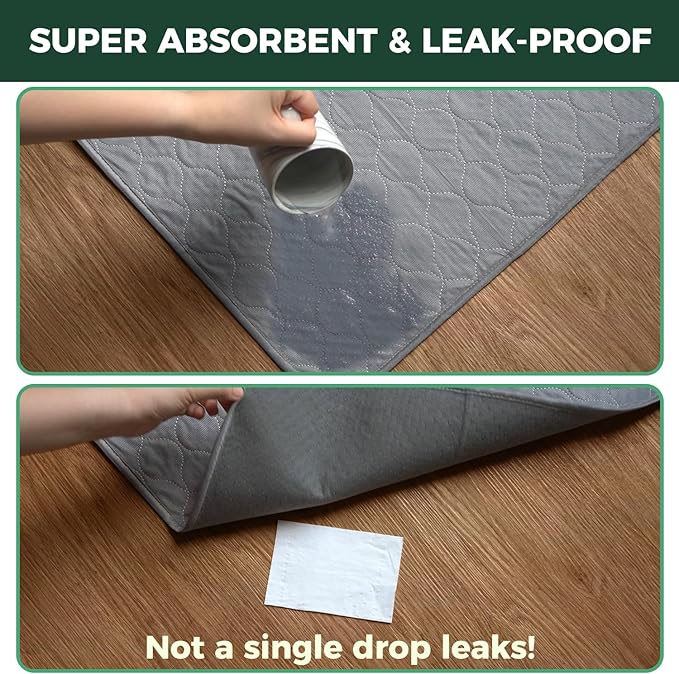 FXW Washable Pee Pads for Dogs, Puppy Pads with Super Absorbent, Specifically Designed for 24inch Cages, 23" × 17" Rectangle, Gray, 2 Packs