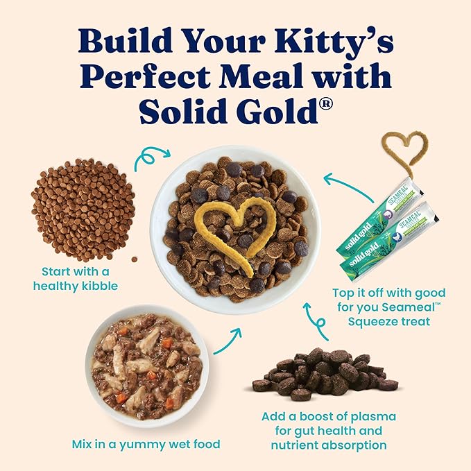 Solid Gold Wet Cat Food Shreds in Gravy - Healthy Canned Cat Food Made w/Real Tuna, Sardine, Vitamins, Minerals & Taurine - Grain Free & Gluten Free Canned Meals for Cats & Kittens - 24ct/3oz Can