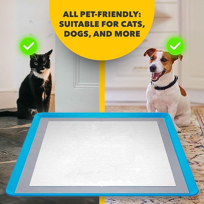 TidyFriend 2 Pack Dog Pee Pad Holder Tray Fits for 24” x 24” Wee Wee Pee Pads - Stable Grip, Raised Edges, Quick-Wipe Silicone Surface Dog Potty Tray Holder for Indoor Flooring Protection (Dark Blue)