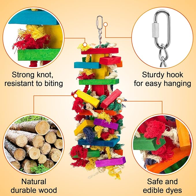 Extra Large Bird Parrot Toys for Macaws, African Grey, Amazon Parrots Bird Gifts