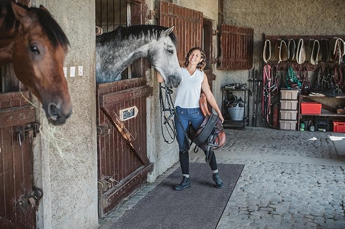 Heavy Duty Horse Stall Mats - Stable Mats, Durable 3/4 in. Thick Rubber Flooring - Solid Black - 3.5' x 6' Mat for Stables, and More - 42 in. x 72 in. Stall Mat