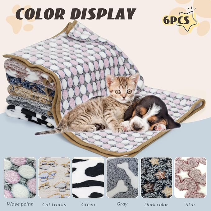 6 Pcs Washable Guinea Pig Blankets Absorbent Small Animal Fleece Bedding Cage Liners Reusable Pet Pee Pad Sleep Mat Pad Cover for Hamster Ferret Rabbit Chinchilla Hedgehog (Black, 24" x 47")