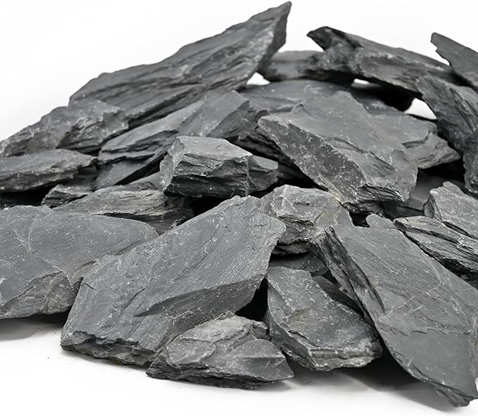 Unocho Aquarium Rocks 5lb Natural Slate Rocks for Aquarium Aquascaping,Terrariums,Paludariums,Reptile Enclosures,Wargaming, Model Railroads, Miniature or Fairy Gardens-2 to 4 inches