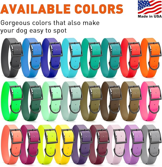 Dogline Biothane Waterproof Dog Collar Strong Coated Nylon Webbing with Black Hardware Odor- Proof for Easy Care Easy to Clean High Performance Fits Small Medium or Large Dogs, Merlot Burgundy