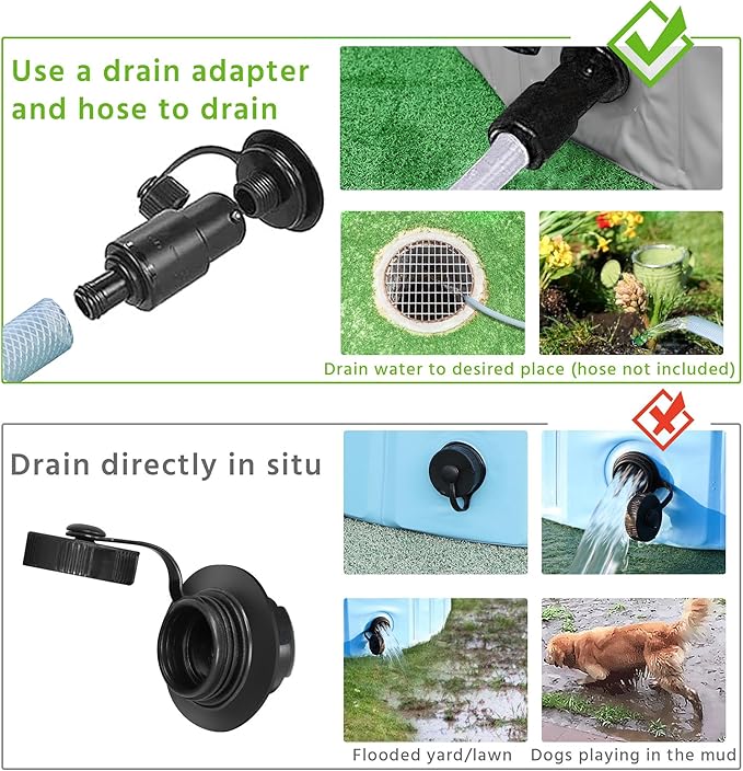 Yaheetech Grey Hard Plastic Dog Pools for Small Medium Large Dogs Puppies Pet Collapsible Bath Pool Tub for Outdoor/Home Use, Pet Repair Patches Included, XL
