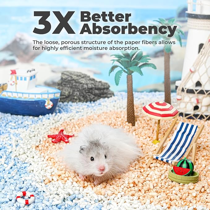 mini&moe Rabbit Litter Paper Pellet Bedding: Hamster Bedding Odor Control & Moisture Absorbent Natural Paper Pellet Bedding - for Small Animal Guinea Pigs,Rabbits Bedding 3.96lb