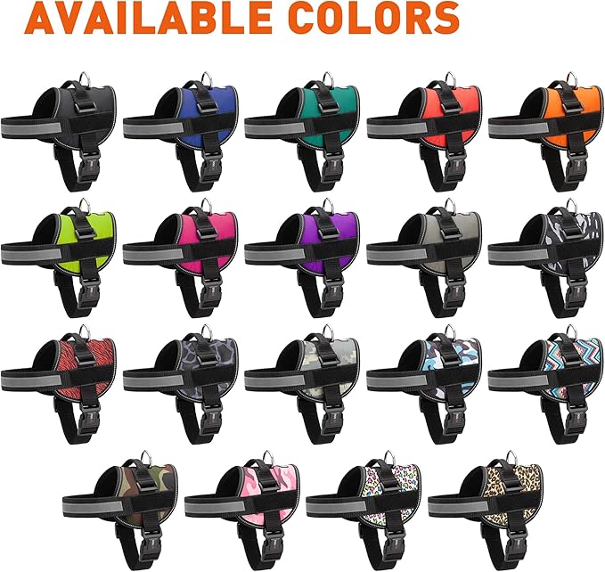 Dogline Dog Harness, Reflective No-Pull Adjustable Vest with Handle, Breathable No-Choke Harness for Small, Medium or Large Dogs Room for Patches Girth 18 to 24 in Purple