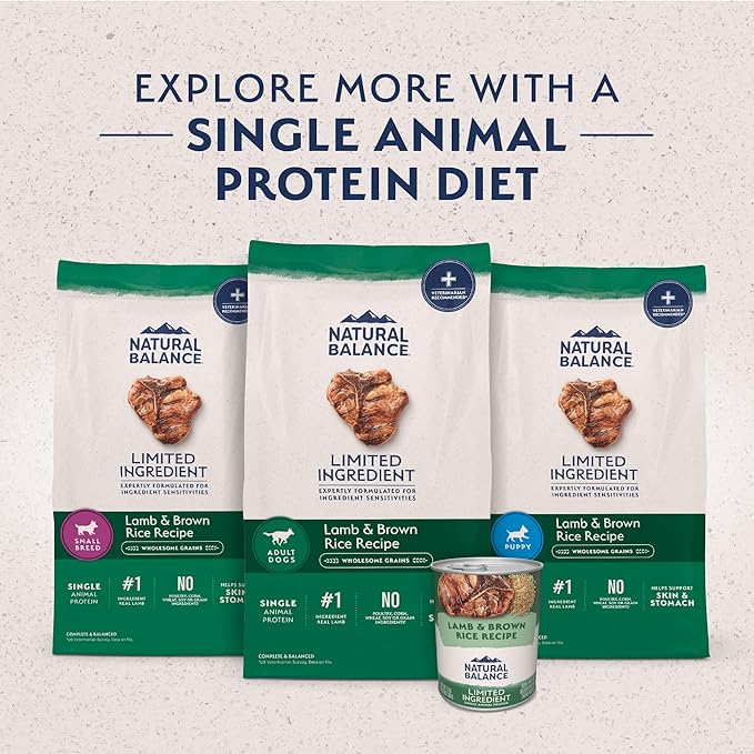 Natural Balance Limited Ingredient Adult Dry Dog Food with Healthy Grains, Lamb & Brown Rice Recipe, 12 Pound (Pack of 1)
