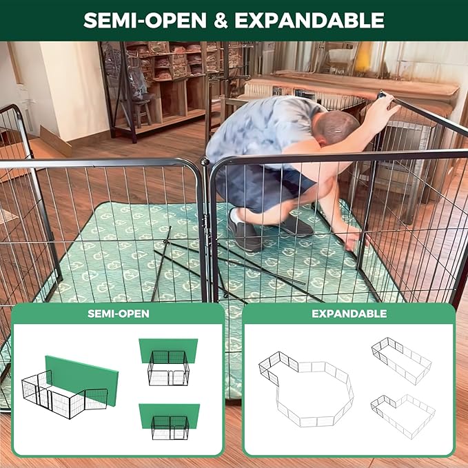 FXW Homeplus Unleashed Indoor Dog Playpen - Stress-Free and Safe Play, Heavy Duty 24 Inch 12 Wire Panels Dog Pen for Puppy and Small Dogs, Black│Patented