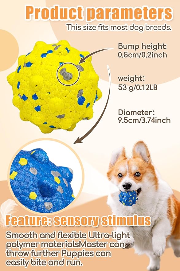 3.7'' Dog Balls for Dogs Aggressive Chewers Indestructible Tennis Durable Bouncy Interactive Dog Toy Balls for Fetch Game Floating Balls (White Large)
