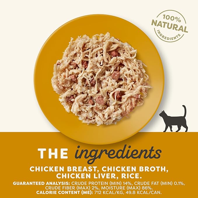 Applaws Natural Wet Cat Food in Broth, Limited Ingredient Canned Wet Cat Food, No Additives, Made with Natural Ingredients, Chicken Breast & Liver in Broth (24 x 2.47oz Cans)
