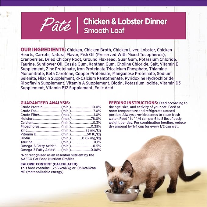 Wellness Complete Health Natural Grain Free Wet Canned Cat Food, Chicken & Lobster Pate, 5-Ounce Can (Pack of 24)