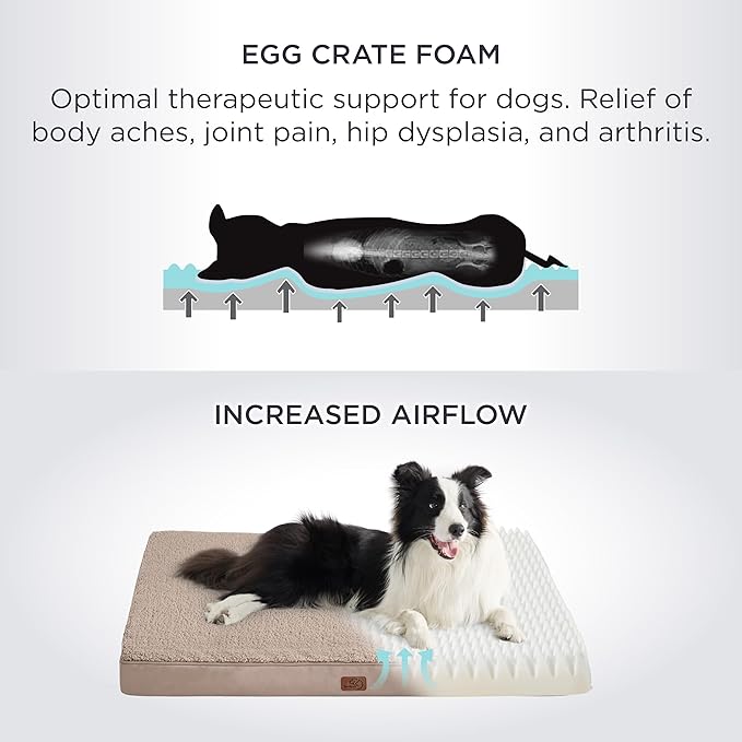 Bedsure Dog Beds Large Sized Dog - Extra-Large Orthopedic Waterproof Puppy Bed with Removable Washable Cover, Egg Crate Foam Pet Mat, Suitable for Pet Up to 100 lbs