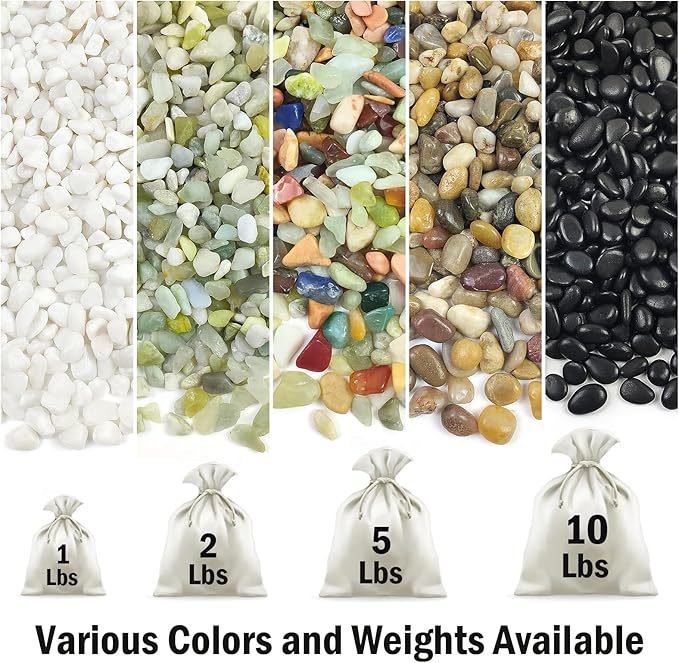 2 Pounds Pebbles for Plants, 3/8 Inch Succulent Rocks, Decorative Polished River Rocks for Plants Indoor, Vases, Cactus Planters, Bird Bath, Craft and Fairy Garden