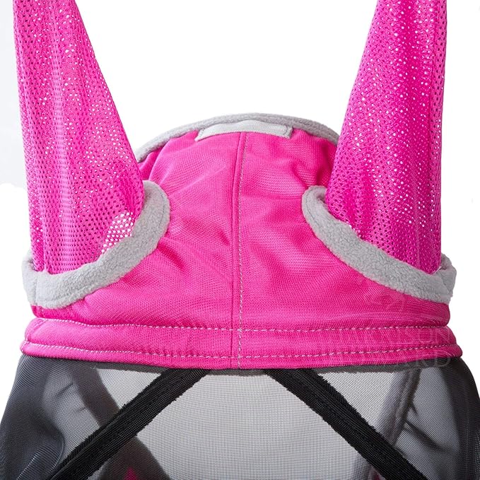 Harrison Howard CareMaster Pro Luminous Horse Fly Mask Standard with Ears UV Protection for Horse Flamingo XL Extra Full