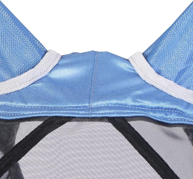 Harrison Howard CareMaster Pro Luminous Horse Fly Mask Large Eye Space Standard with Ears UV Protection for Horse Royal Blue M Cob