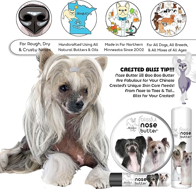 The Blissful Dog Chinese Crested Unscented Nose Butter, 2-Ounce