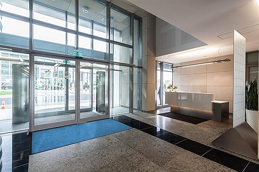 M+A Matting WaterHog Diamond | Commercial-Grade Entrance Mat with Rubber Border – Indoor/Outdoor, Quick Drying, Stain Resistant Door Mat (Navy, 4' x 8')