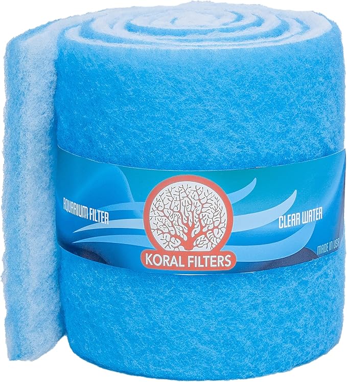 Premium Aquarium Filter Media Pad - Cut-to-Fit Roll, Fresh and Saltwater Safe, Blue & Dye-Free Options, Made in USA(Blue Bonded, 12"x96"(8 ft) by 0.75")