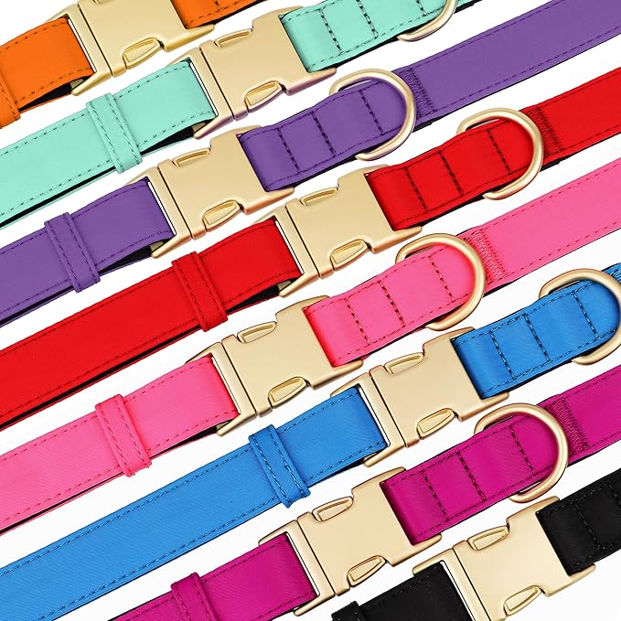 Didog Soft Padded Dog Collars for Medium Dogs, Colorful and Durable Dog Collar with Quick Release Buckle, Light and Breathable for Daily Walking, Rose Purple, M