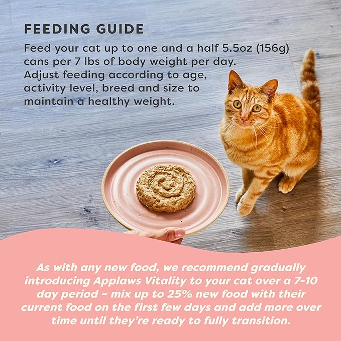 Applaws Vitality Wet Cat Food Paté, Natural Canned Cat Food, Wet Food for Cats with Added Vitamins and Minerals, Grain Free, Carrageenan Free, Chicken Breast (24 Count, 5.5oz Cans)
